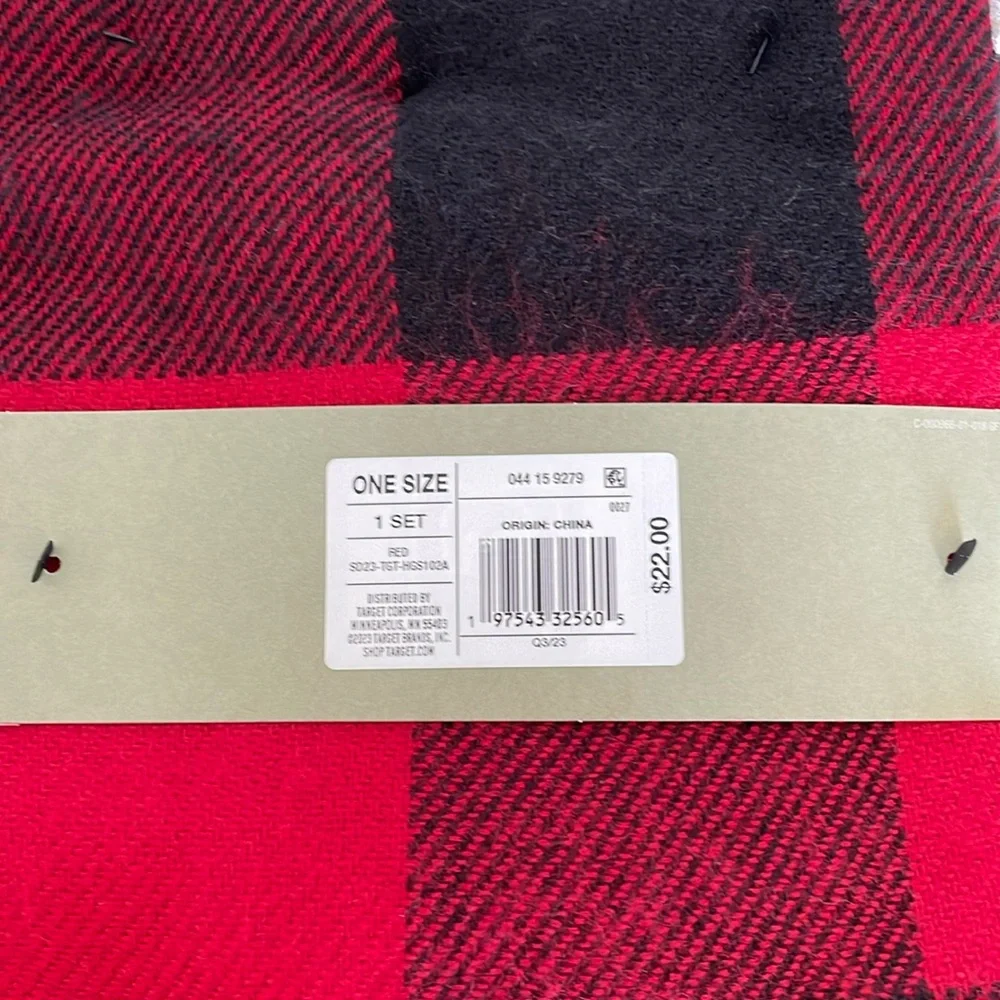 New! Men's Hat and Scarf Set 2pc - Goodfellow & Co. Red/Black - One Size